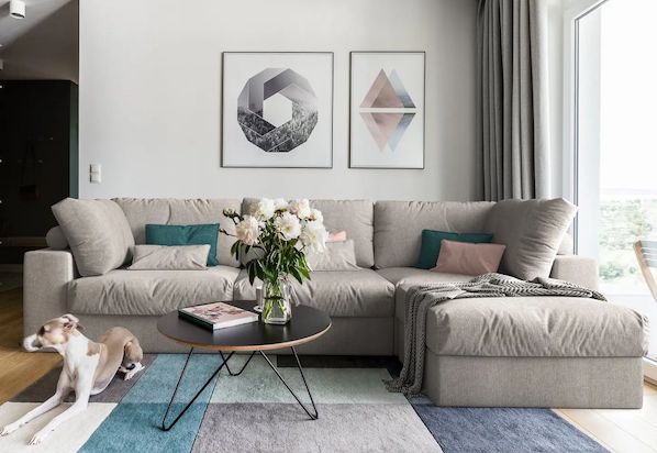 Серый диван в интерьере-27, Угловой диван Элизиум на заказ 