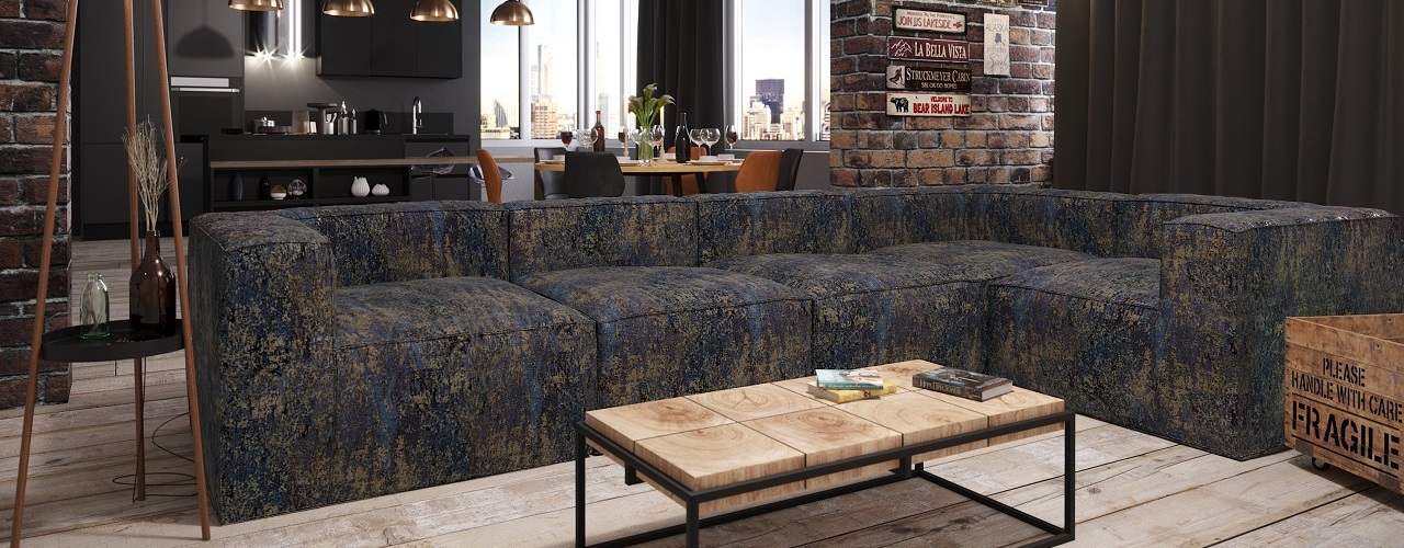 Модульный диван в ткани жаккард