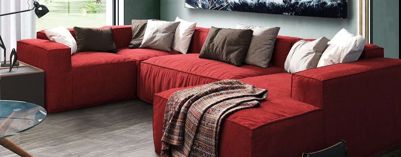 Модульный диван в ткани рогожка