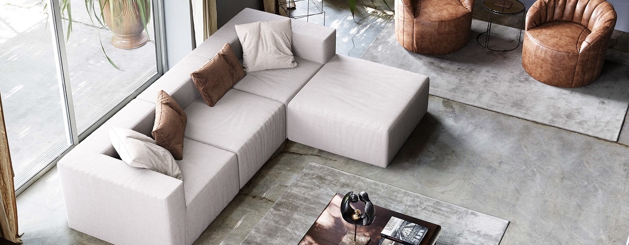 Как выбрать размер дивана, Угловой диван Драм в гостиной