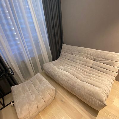 Мягкий бескаркасный диван для ежедневного отдыха. Отзыв с фото и рейтингом 5 звезд.