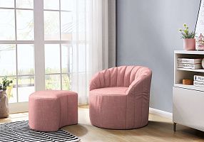 Зеленое бескаркасное кресло Шелл с пуфом 