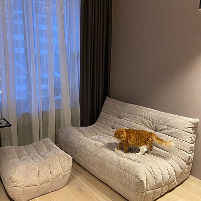 Мягкий бескаркасный диван для ежедневного отдыха. Отзыв с фото и рейтингом 5 звезд.