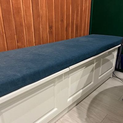 Синий матрас точно по размеру для организации зоны отдыха и досуга. Отзыв клиента фабрики Гливер. Рейтинг 5 звезд. 