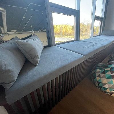 Серый матрас на подоконник, любой размер, толщина, ткань на заказ от фабрики Gliver. Отзыв клиента на матрасик и подушки фабрики Гливер. 5 звезд. 