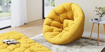 Диван в интерьере детской-3, Желтое набивное Оустер