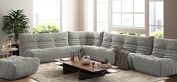 Серый диван в интерьере-9, Серый мягкий диван ДеФранс для гостиной