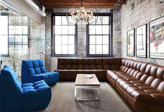 Бескаркасный диван ДеИтали для офиса в экокоже и велюре, стильные бескаркасные диваны для переговорной