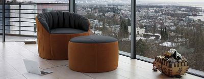 Как выбрать удобное кресло для дома-14, Кресло Шелл и Пуф Солнце в минималестическом стиле