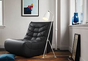 Черное бескаркасное кресло Смайл из эко-кожи