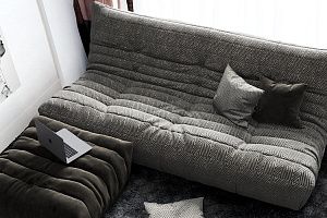 Компактный  бескаркасный серый диван ДеФранс для балкона 