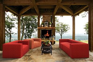 Яркий и мягкий диван и кресла Фри для веранды 