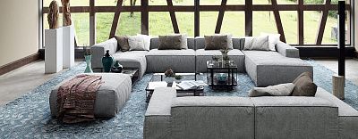 Модные диваны 2025 года-10, Модульный диван Фри с пуфом