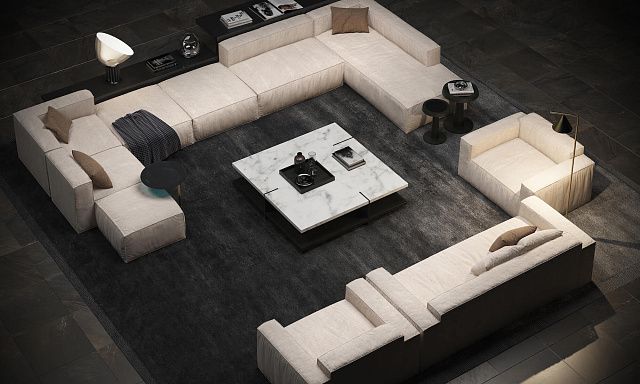 Легкий п-образный диван Фри для гостиной, белый модульный диван