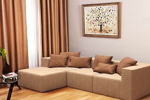 Бескаркасный модульный диван Драм бежевого цвета от Gliver со спальным местом