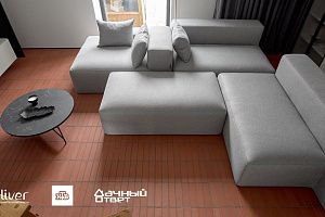 Дачный ответ, Кухня-гостиная и сельский минимализм, диваны Gliver, Серый диван Драм от Gliver 