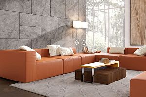 Яркий бескаркасный диван Драм из экокожи от Gliver, модульный диван по вашим размерам 