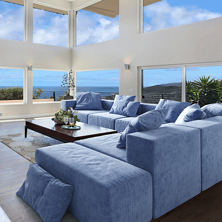 Стильный и яркий диван Драм для загородного дома