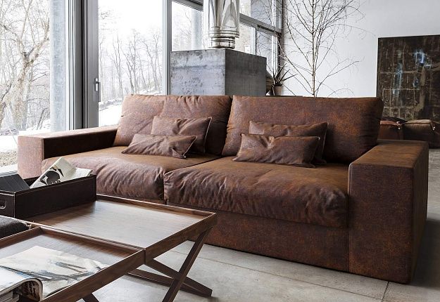 Бескаркасный диван Элизиум из экокожи для загородного дома, мягкая мебель на заказ