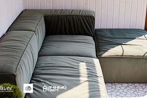 Дачный ответ, Кухня-гостиная с молодильными яблоками, диваны Gliver, Зеленый диван Фри  