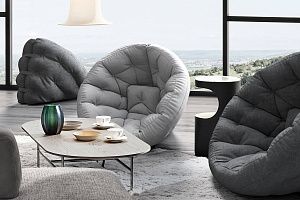 Кресло на заказ, кресло футон Оустер серого цвета в гостиной