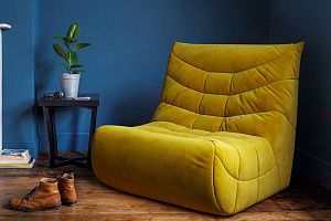 Кресло трансформер Оустер из велюра синего цвета