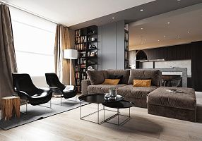 Современный диван коричневого цвета Элизиум в гостиную