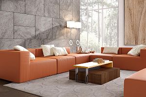 Большой модульный диван Драм из экокожи для загородного дома 