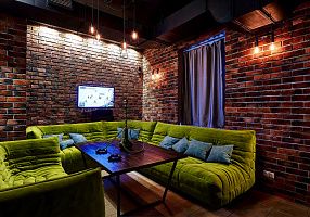 Яркий и стильный диван ДеФранс для лаунж зоны, зеленый бескаркасный диван для отдыха в компании