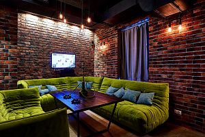 Яркий и стильный диван ДеФранс для лаунж зоны, зеленый бескаркасный диван для отдыха в компании