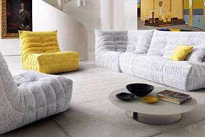 Белый бескаркасный диван ДеФранс с подушками, современный, дизайнерский, стильный диван для гостиной