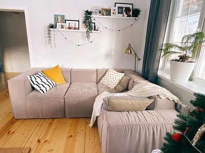 Угловые модули для дивана: отзыв о вариативности сборки. Фото в интерьере. 5 звезд.