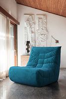 Синее мягкое бескаркасное кресло Смайл для веранды