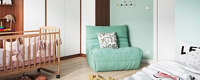 Бирюзовый диван в интерьере-4, Бирюзовые кресло ДеФранс для детской