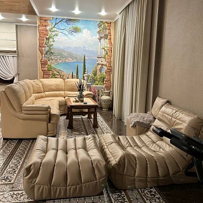 Модульная бескаркасная мебель в гостиной. Фото и отзыв покупателя на 5 звезд.