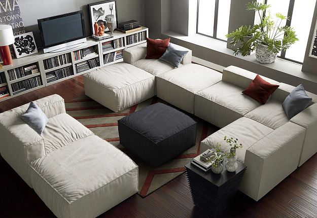 Комплект бескаркасных диванов Фри с пуфом 