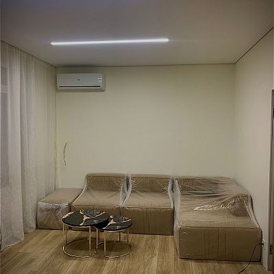 Изготовление бескаркасной мебели на заказ. Фото результата и отзыв клиента с оценкой 5/5.