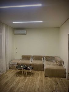 Изготовление бескаркасной мебели на заказ. Фото результата и отзыв клиента с оценкой 5/5.