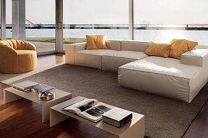 Бескаркасный диван Фри Лаунж белого цвета со спальным местом от Gliver 