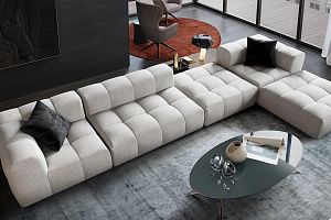 Белый диван Квадро с подушками, модульный бескаркасный диван на заказ