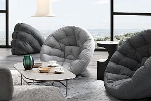 Серое кресло Оустер из рогожки, кресло-трансформер для отдыха, релакса, на заказ от российской фабрики Гливер