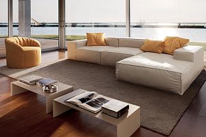 Диван Фри Лаунж из экокожи белого цвета для загородного дома, бескаркасная мебель на заказ 