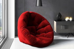 Мягкое кресло Оустер из велюра красного цвета, яркое кресло-футон для гостиной