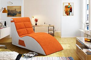 Кресло-шезлонг Велле оранжевого и белого цвета в кабинете