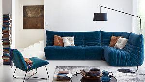 Синий диван ДеФрасн в гостиную, уютный диван без каркаса