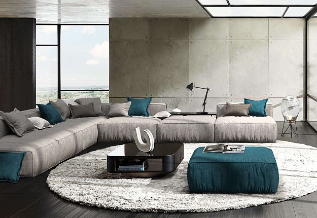 Серый бескаркасный диван Фри для гостиной с подушками 