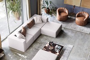 Бескаркасный строгий диван Драм белого цвета для гостиной 