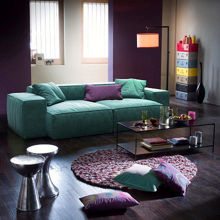 Бирюзовый диван в интерьере-8, Компактный диван Фри для гостиной