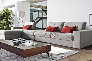 Серый бескаркасный модульный диван Элизиум для загородного дома 