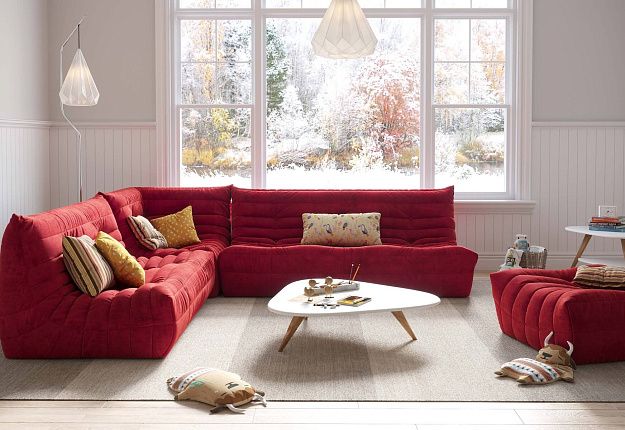 Модульный диван ДеФранс на заказ, красный